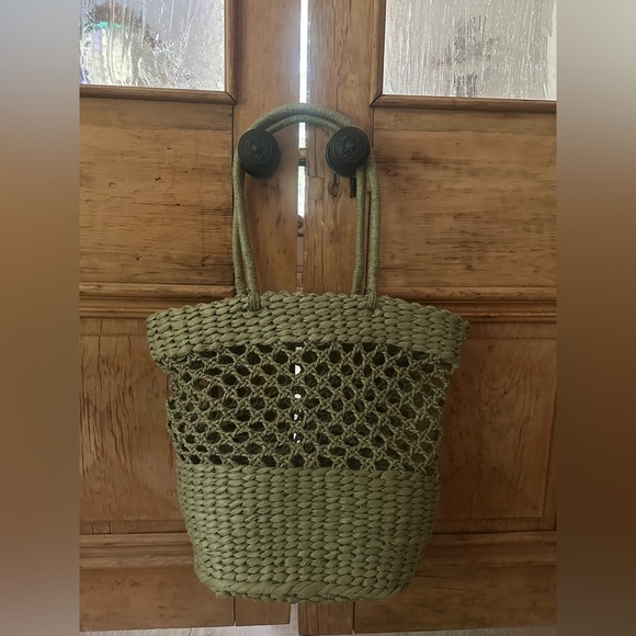 Target Handbags - Green Woven Tote Bag